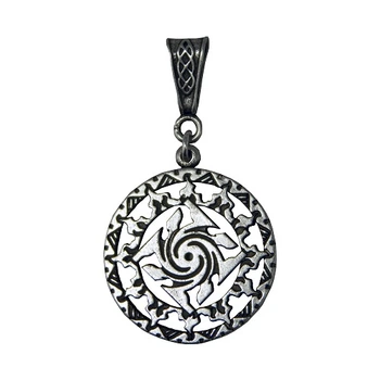 Амулет кулон Гаруда у Сонячному колі Semantic Jewelry Сріблення 5.0 x 2.8 x 0.2 см