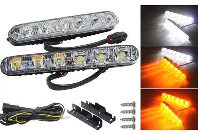 Дневные ходовые огни универсальные светодиодные фары дхо с поворотом DRL Led Белый Жёлтый Avtoexpect (31797)