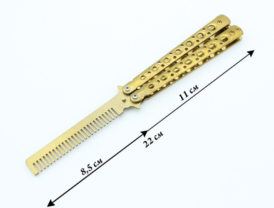 Нож бабочка расческа тренировочный (не острый), балисонг для трюков Gold