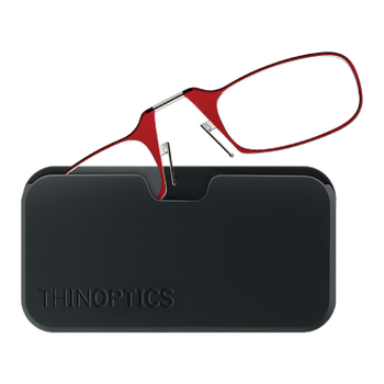 Очки Thinoptics +2.50, красные + Чехол универсальный черный (2.5REDBUP)