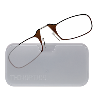Очки Thinoptics +2.50, коричневые + Чехол универсальный прозрачный (2.5BRWUP)