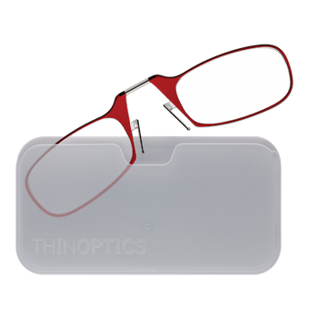 Очки Thinoptics +1.50, красные + Чехол универсальный прозрачный (1.5REDWUP)