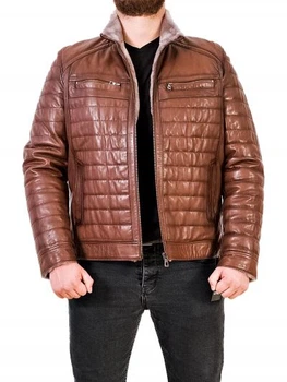 Дубленка мужская из натуральной кожи Epica EZ-021 Wisky 4XL коричневая
