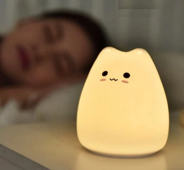 Дитячий силіконовий нічник світлодіодний LED Котик Little Cat Silicone Led Білий