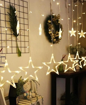 Світлодіодна гірлянда штора зірки Теплий білий "Star curtain 12-WW" 4 м 120 LED, новорічна (VS7004726)