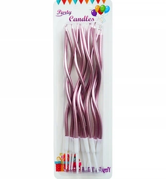 Свічки для торта "Twirl" набір - 12 шт., Висота - 15,5 см, колір - пудра