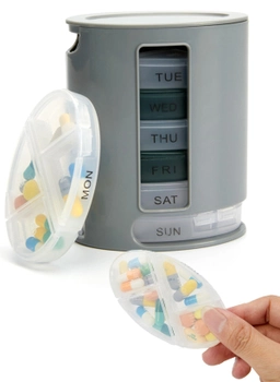 Органайзер для таблеток Pill Pro Сірий пластиковий Таблетниця з відділеннями на тиждень