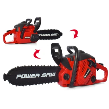 Детская бензопила Power Saw работает как настоящая, резиновая цепь вращается размер 40 см 5505 красная