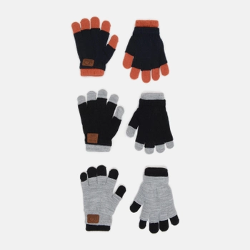 Перчатки YO! R-242/5P/B 16 (3 пары) Серый с черным/Синий с оранж/Черный с серым (5903999479503)