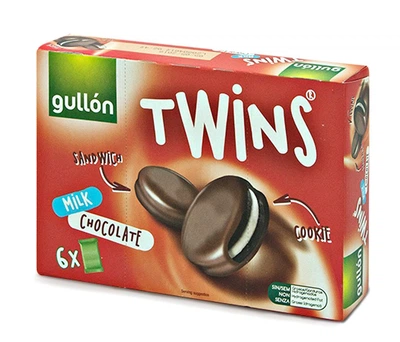 Печиво Gullon Twins сендвіч у молочному шоколаді, 252г