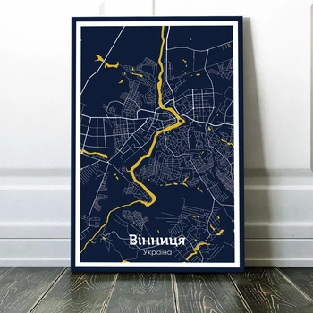 Картина на холсте карта города - Винница 60x90см