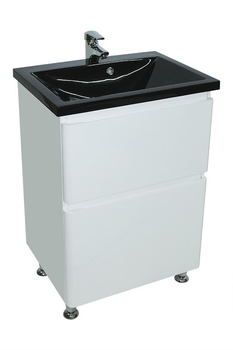 Тумба Bianco з чорним умивальником Bianco 50 (2 ящики), біла