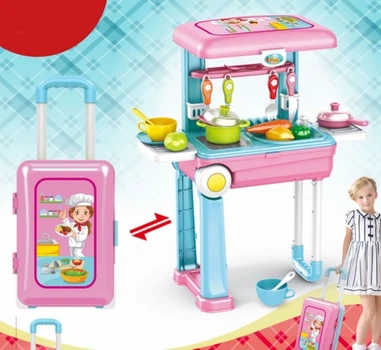 Дитячий ігровий набір Happy Chef 2in1 - велика кухня у валізі на колесах, кухня дитяча іграшкова кухня
