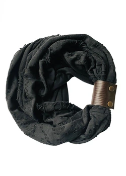 Трикотажный шарф "Милан", шарф-снуд, шарф-бактус от MyScarf теплый черный