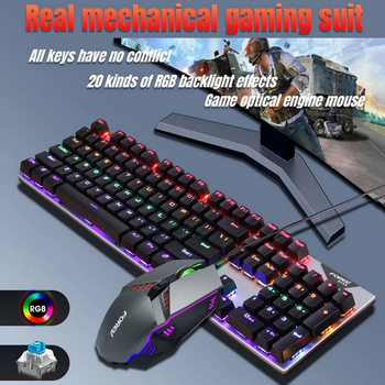 Механическая игровая клавиатура FOREV FV-Q609 с мышкой, механическая rgb клавиатура клавиатура с мышкой