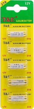Батарейка T&E A27 12V 5шт Tear Blister