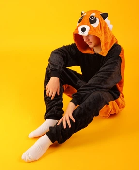 Пижама Кигуруми Слип Для Мальчиков Kigurumi Енот Красная Панда Черный с коричневым 145-155 см. (2042/2)