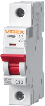 Автоматичний вимикач VIDEX RS4 Resist 1п 63 А 4.5 кА тип C (VF-RS4-AV1C63)