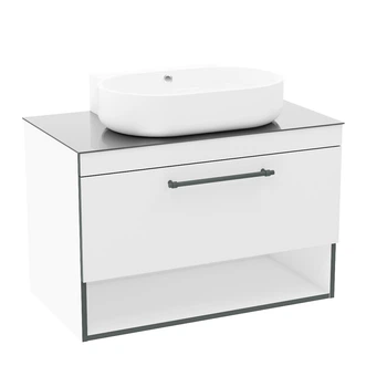 Тумба с раковиной в ванную IMPRESE BLACK EDGE 91x74x52см подвесная белый f32119W