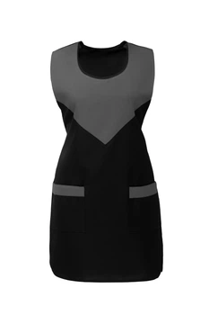 Фартук для продавца в магазин габардиновый двойной Треугольник ONE SIZE черный с серым