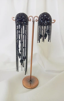 Серьги новогодние Ksenija Vitali Black pearl asymmetric SB-043