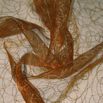 Органза тюль с вышивкой паутинка, коричневая, ш.280 (30700.005)