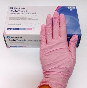 Рукавиці нітрилові розові нітрилові Medicom SoftTouch розмір М 100 штук 50 пар