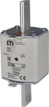 Запобіжник ETI NH-2 gG 315A 500V KOMBI 120kA 4185222 ножовий універсальний