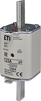 Запобіжник ETI NH-1 gG 125A 500V KOMBI 120kA 4184223 ножовий універсальний
