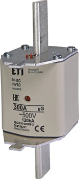 Запобіжник ETI NH-3C gG 300A 500V KOMBI 120kA 4186221 ножовий універсальний