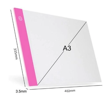 LED планшет, світлодіодна графічна дошка для малювання рожева А3