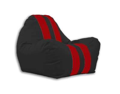 Безкаркасне крісло Феррарі Спорт 90х80 см Оксфорд Ardent Пуф Чорний з червоними смужками