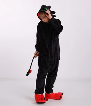 Піжама Кігурумі Сліп Для Хлопчиків Kigurumi Беззубик Нічна Фурія Дракон Чорний 130-144 см (2050)