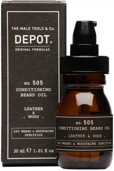 Олія для бороди кондиціонувальна Depot 505 Leather & Wood Шкіра та дерево 30 мл (8032274078012)
