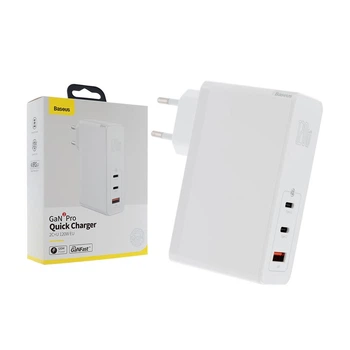 Сетевое зарядное устройство Baseus GaN2 Pro Quick Charger (CCGAN-J01), 120W, ( в комплекте - кабель Type-C ), White для ноутбков MacBook, Asus, Lenovo, Huawei, HP, Samsung, Razer