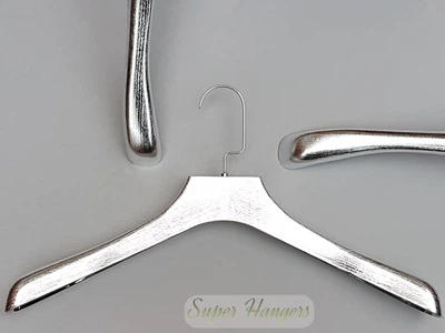 Плечики вешалки Hanger 45 см пластмассовые широкие под дерево серебристые