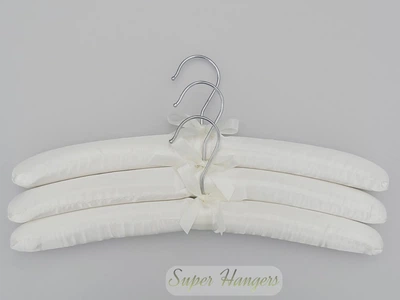 Набор 3 шт мягкие плечики Hangerworld 38 см белые сатиновые крючок хром