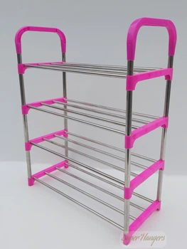 Полиця для взуття Shoe Rack RNZ4 рожевого кольору на 4 яруса