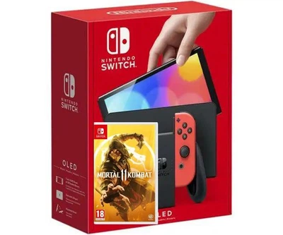 Nintendo Switch (OLED model) Neon Blue-Red + Игра Mortal Kombat 11 (русские субтитры)
