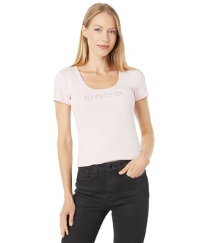 Футболка bebe Bebe Logo Ribbed Tee New Pink, S (44) (11481560)