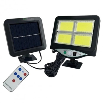 Уличный фонарь на солнечной батарее с пультом и датчиком движения CBK BK-128-4COB LED настенный светильник с выносной панелью GS-3873