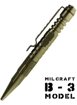 Ручка тактична B3 Milcraft Авіаційний алюміній Чорна