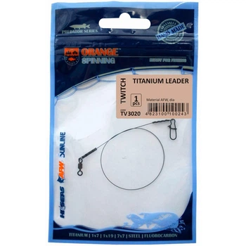 Повідець Ukrspin Orange Spinning титан AFW з вертлюгом 23 см 13.6 кг 30 lb/0.38 мм Сірий (1013-1590.02.56)