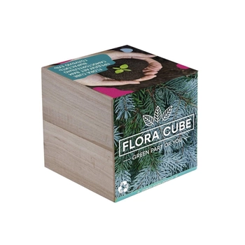 Подарочный набор для выращивания растений экокуб FLORA CUBE "Голубая Ель"
