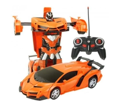 Машина-трансформер с пультом и аккумулятором Lamborghini robot car размер 1:18 Оранжевая (327797)