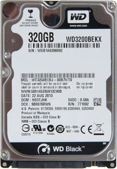 Накопитель HDD 2.5" SATA 320Gb WD, 16Mb, 7200rpm, Black (WD3200BEKX)
