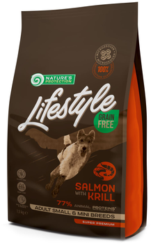 Сухой беззерновой корм для собак Nature's Protection Lifestyle Grain Free Salmon with krill Adult Small and Mini Breeds с лососем и крилем 1.5 кг (NPLS45680) (4771317456809)