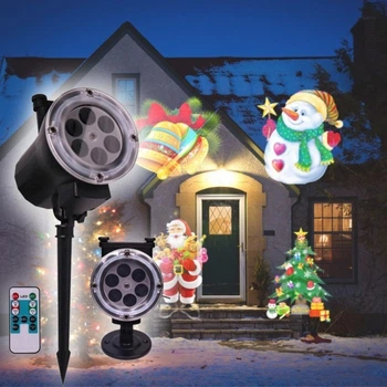 Лазерний новорічний проєктор Star Shower Garden Projector Card change 12 картриджей с пультом № ZP1