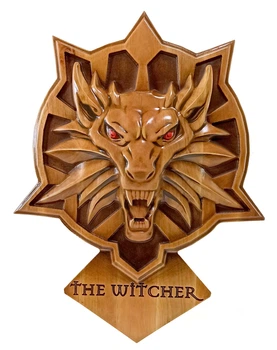 Панно "The Witcher" (Відьмак) дерев'яне, різьблене, ручний розпис 38х28,5х2,4 см 34144
