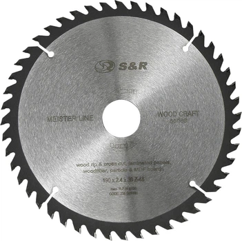 Диск пильный S&R по дереву WoodCraft 190x30x2.4 Z48 (238048190)